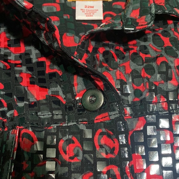 Plus size, Ruby Rd. Sparkly jacket, red black grey, like new - Picture 4 of 4